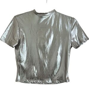 MICAS Metallic Silver crop top in Size Large